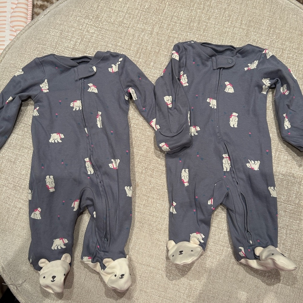 Carter's Polar Bear Zippered Footie Sleepers (Selling as a Pair: 2 for $15)